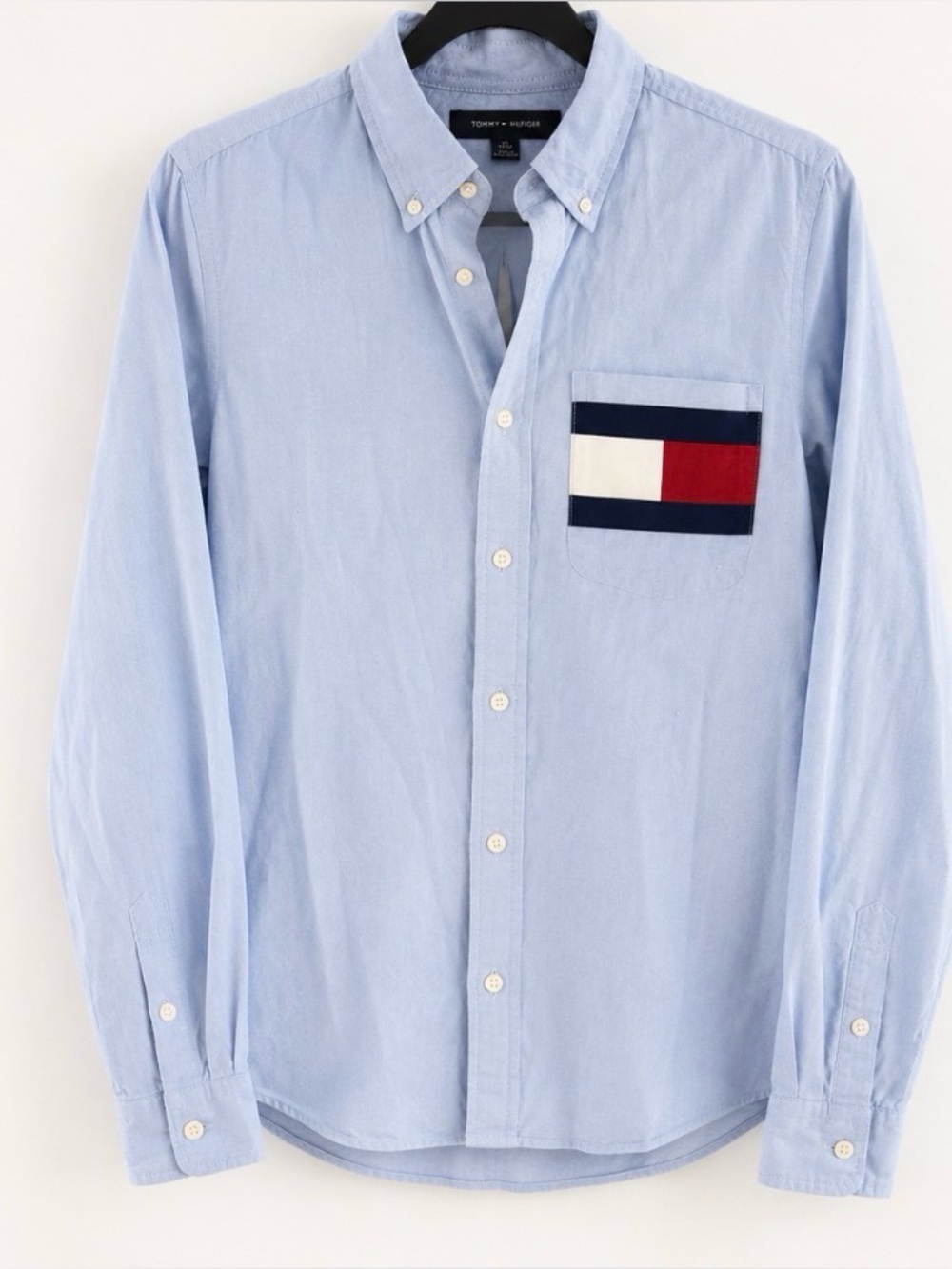 Tommy Hilfiger Button-Down Shirt – XS – Light Blue Flag Pocket